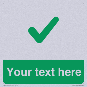 Custom green background, green tick sign